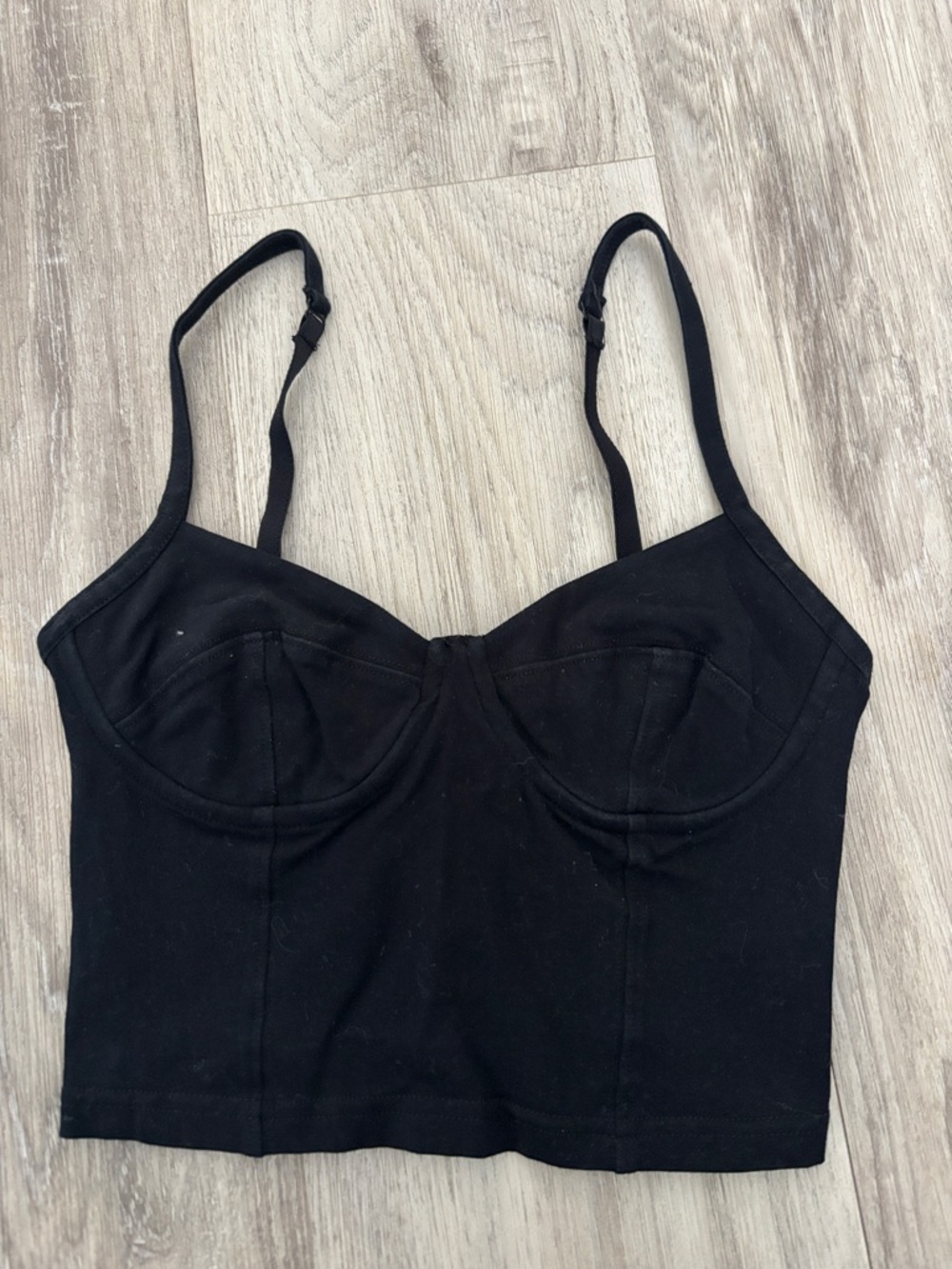 Aritzia Black Longline Bustier Crop Top